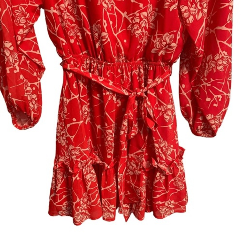 Flying Tomato Red Floral Long Sleeve Mini Dress AD1753-TJ Small - Picture 4 of 9